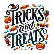 Halloween Tricks and Treats, Digital Downloads for Cards & Shirts, Retro Halloween PNG, Spooky Vibes, Sublimation Designs for Card Making