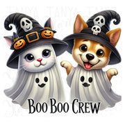 Cat and Dog Sublimation PNG, Digital Download, Boo Boo Crew Tshirt Designs, Ghostly Digital Print, Boo Crew Printable, Transparent Designs