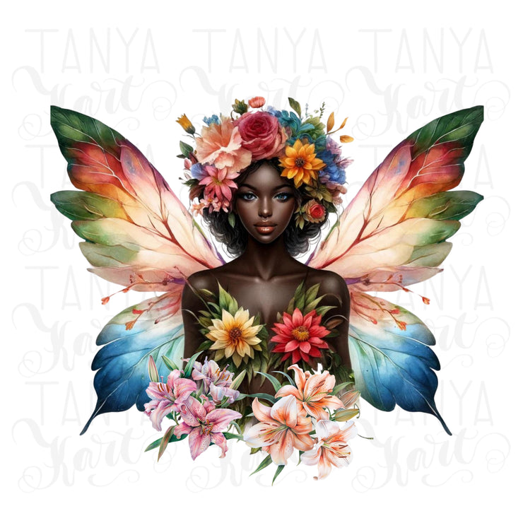 Floral Fairy Melanin & Black Girl PNG