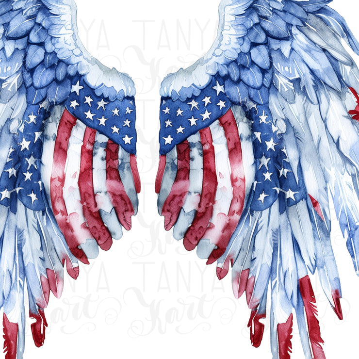 Angel Wings Fourth of July, PNG Digital File, Instant Download