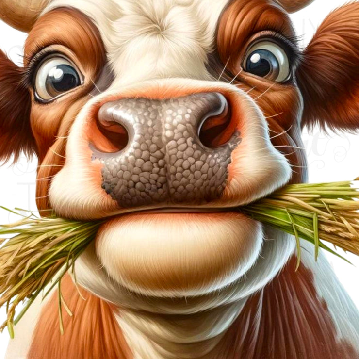 Digital funny cow PNG designs for card making and crafting