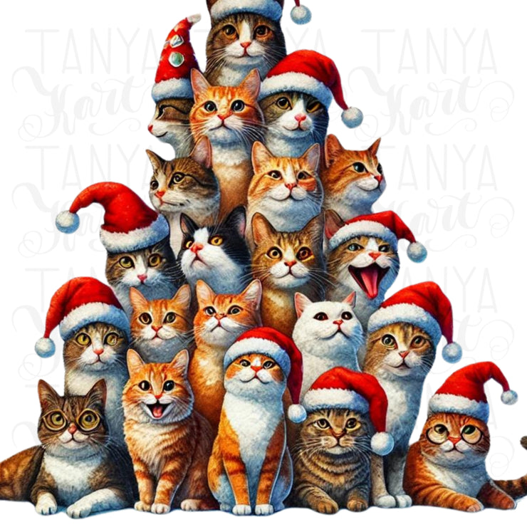 Merry Catmas PNG Designs for Crafting, Cute Cats Digital Downloads, Funny Christmas Cats Digital Prints for Card Making, Sublimation Print