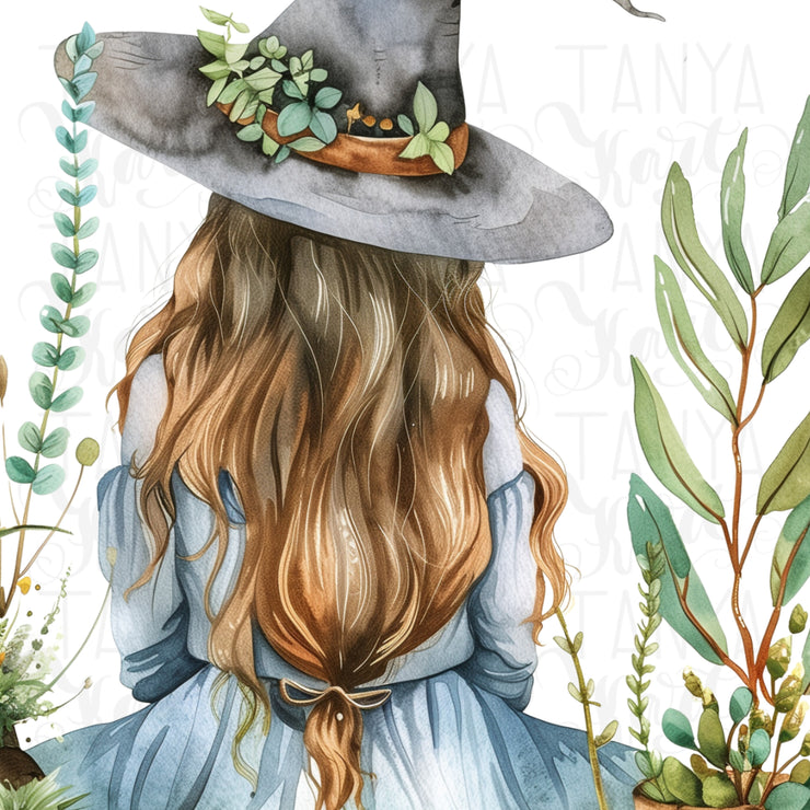 Plant Witch Printable Artwork, Digital Design Downloads for Plant Lovers