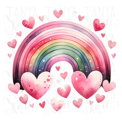 Rainbow Heart PNG Printable Artwork, Valentine Gift Ideas