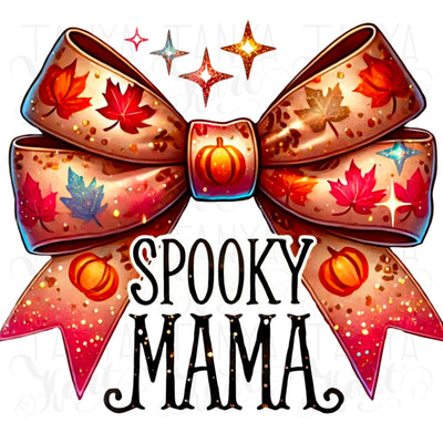 Spooky Mama Sublimation Designs, Halloween PNG for Coquette & Gothic Girly Projects, Autumn Mom, Bow PNG, Shirt, Fall Crafting