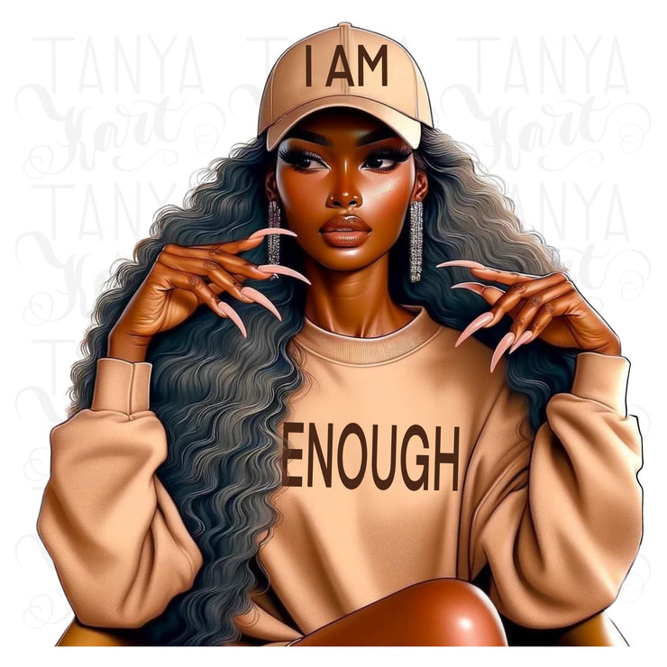 I Am Enough Black Woman PNG | Sublimation Design for Self Love