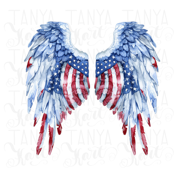 Angel Wings Fourth of July, PNG Digital File, Instant Download