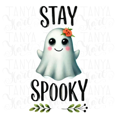 Stay Spooky, Vintage Ghost Print, Retro Halloween Sublimation Design, Watercolor Art, Cute Halloween Shirt Graphic, Digital Ghostly PNG