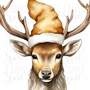 Gold Christmas Deer Sublimation Design - Instant Download