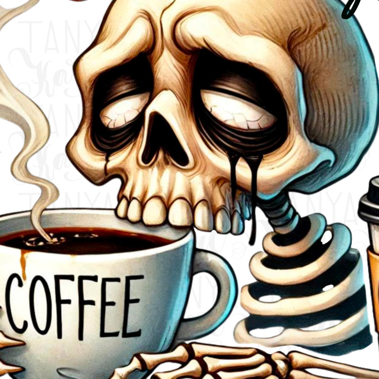 Nightmare Before Coffee PNG, Spooky Skeleton Sublimation Download, Digital Print, Retro Halloween PNG,Horror Shirt Design,Funny Coffee Quote