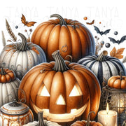 Transparent Pumpkin Season PNG Designs for Card Making, Halloween Crafting Files, Pumpkin Season Sublimation Designs