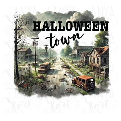 Halloweentown PNG, Spooky Season, Watercolor Sublimation Download, Halloween Town Shirt Design PNG, Halloween Horror Tshirt Designs PNG