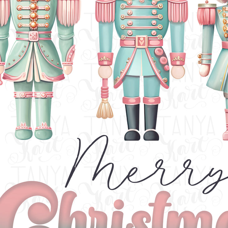 Blue Christmas Nutcracker PNG, Pastel Winter Graphics for T-Shirts, Mugs, Pillows