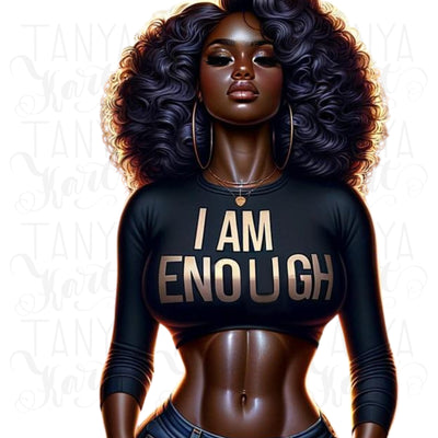 I Am Enough, Digital Wall Art, Stickers, Black Woman Pngs, Instant Download