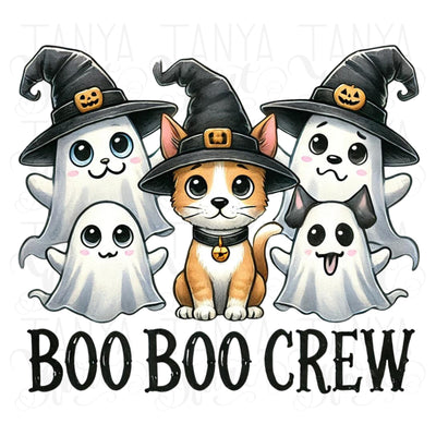 Boo Boo Crew, Retro Halloween PNG for Sublimation, Digital Download, Funny Ghosts Transparent Designs, Halloween Shirt, Planner Stickers