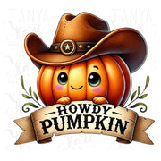 Howdy Pumpkin, Sublimation PNG Design for Card Making and Tshirt Designs, Western Halloween Shirt, Coquette Pumpkin for Fall Crafting