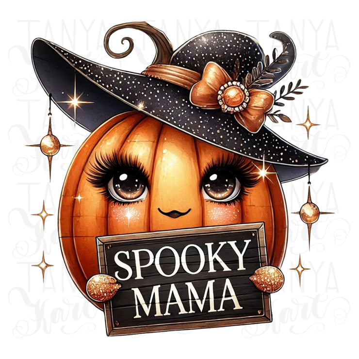 Spooky Mama, Funny Autumn, Coquette Pumpkin, PNG Digital Download for Tshirt Designs, Pumpkin Season, Digital Print for Card Making, Fall