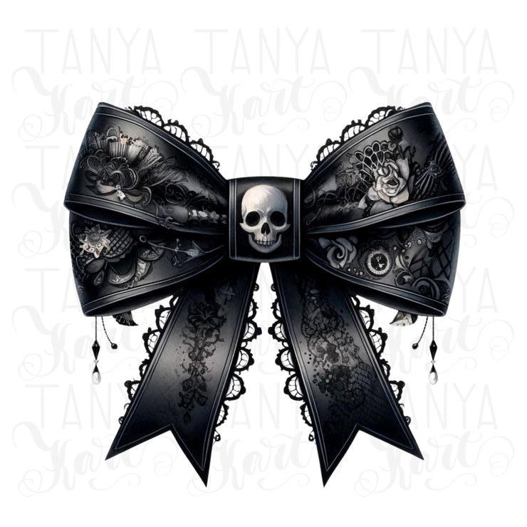 Dark Gothic Bow Sublimation Print, Watercolor Halloween