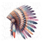 Digital Indian Headdress PNG, Native Owned Sublimation Print for Crafting, Wild West PNG Design, Native American, Indigenous Digital Print