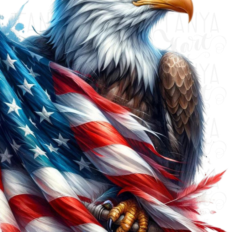 Patriotic Eagle Sublimation Design, 4th of July Digital Art