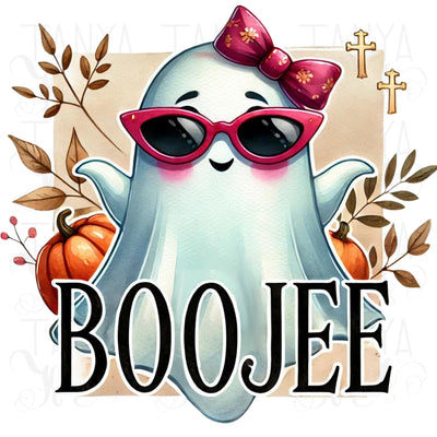 Cute Boo Jee Ghost PNG, Retro Halloween Design, Digital Download, Funny Halloween Shirt, Sublimation Designs