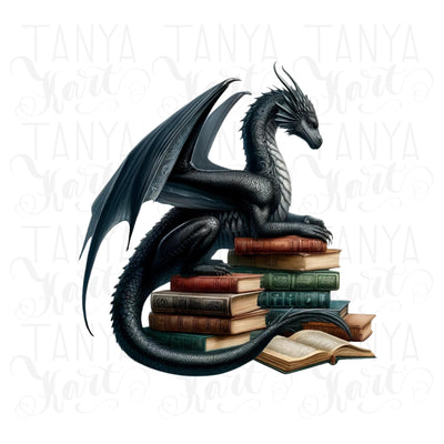 Dragon Reading Book PNG Digital Download