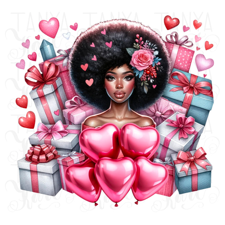 Black Girl Magic Retro Valentines Day Art