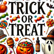 Trick or Treat, Funny Halloween PNG Digital Downloads for Tshirt Designs, Crafting Projects, Halloween Quote, Digital Print, Sublimation