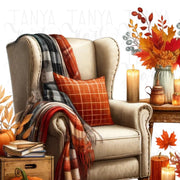 Autumn Book Nook Digital Print, Sublimation Prints, Crafting File, Cozy Fall PNG Design, Digital Downloads for Autumn Sticker, Transparent