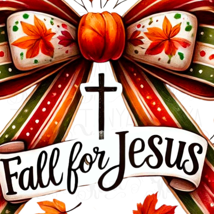 Fall for Jesus He Never Leaves, Autumn Christian Sublimation Art, Fall for Faith, Digital Fall Leaves Design PNG, Christian Cross, Download