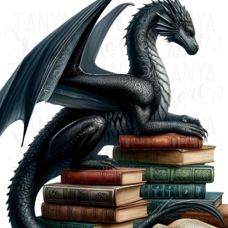 Dragon Reading Book PNG Digital Download