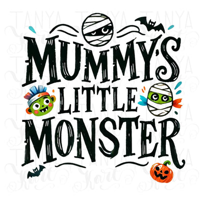 Mummy's Little Monster, Retro Halloween PNG, Digital Print for Crafting, Transparent Design for Tshirt and Card Making,Halloween Sublimation