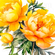 Yellow Peonies PNG Digital Download, Botanical Floral Sticker