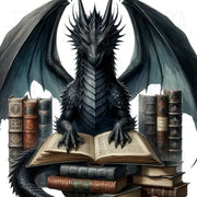 Bookish Dragon PNG Digital Download