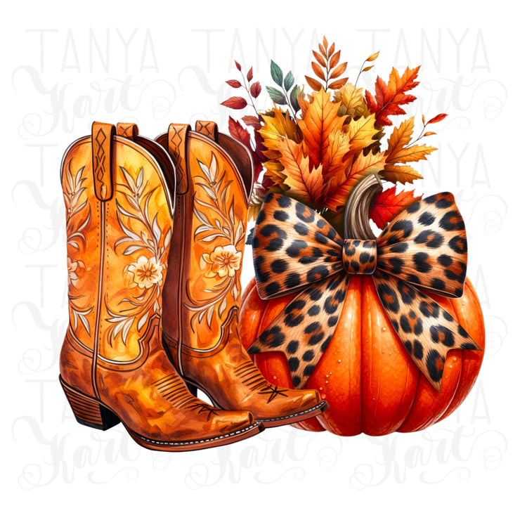 Cowboy Autumn PNG, Sublimation Prints for Fall Crafting and Card Making, Digital Downloads, Fall Shirt, Pumpkin PNG, Transparent