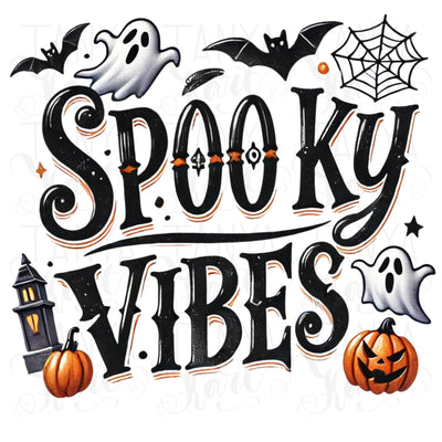 Spooky Vibes Png for Tshirt Design, Sublimation, High Resolution, PNG Digital Download, Funny Halloween Retro, Transparent Design