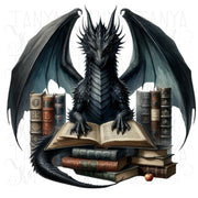 Bookish Dragon PNG Digital Download