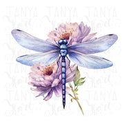 Dragonfly Floral Printable Artwork, Digital Downloads for Sublimation Designs