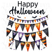 Halloween Flag & Bunting Banner PNG Digital Download for Crafting, Transparent Sublimation Print, Halloween Garland, Happy Halloween Design