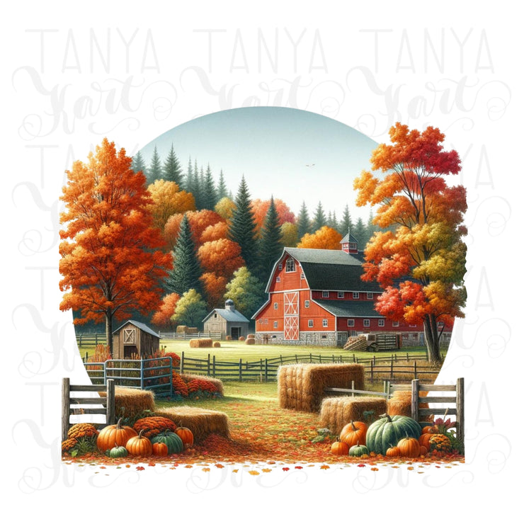 Countryside Autumn PNG Sublimation Print,Crafting File,Cozy Autumn PNG Design, Transparent,Autumn Sticker, PNG Digital Download, Fall Leaves