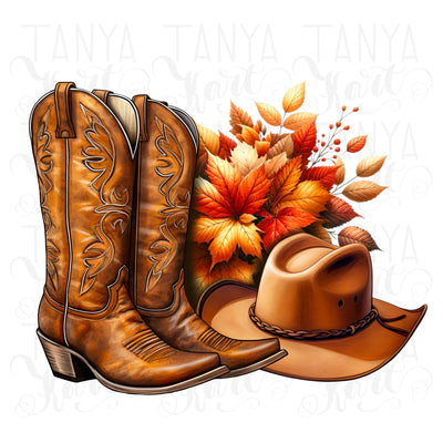 Cowboy Autumn Sublimation Prints, Western PNG Designs