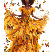 Melanin Woman Butterfly Wall Art, PNG Digital Download