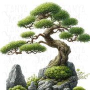 Bonsai Tree Sublimation Print, PNG Digital Downloads for Crafting, Botanical PNG Design, Transparent, Bonsai Tree PNG, Bonsai Shirt Designs