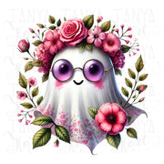 Pink Hippie Ghost PNG Digital Download, Girly Halloween Ghost Sublimation Design, Pink Ghost Artworks for Digital Crafting