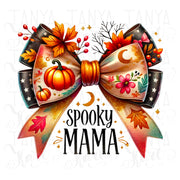 Spooky Mama PNG Digital Print, Sublimation Designs for T-shirts & Cards, Autumn Bow, Mama Sublimation, Thanksgiving, Coquette, Transparent