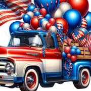 Red White and Blue Patriotic Truck PNG, Independence Day Shirt Design