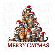 Merry Catmas PNG Designs for Crafting, Cute Cats Digital Downloads, Funny Christmas Cats Digital Prints for Card Making, Sublimation Print