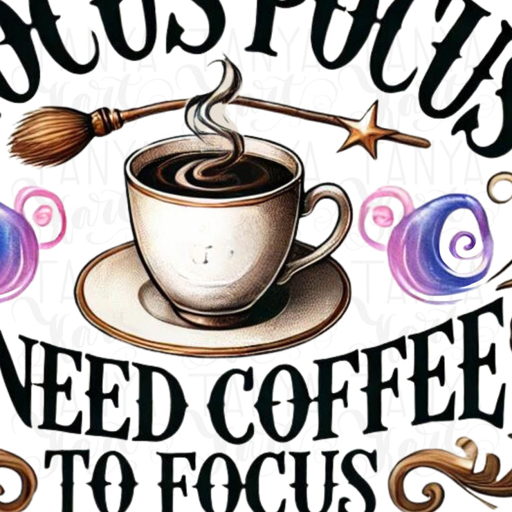 Hocus Pocus I Need Coffee To Focus, Coffee Cups, Funny Halloween Sublimation Design, Instant Download, Shirt PNG Design, Print on Demand