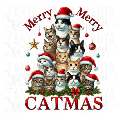 Catmas Sublimation Print, Transparent PNG Design for POD