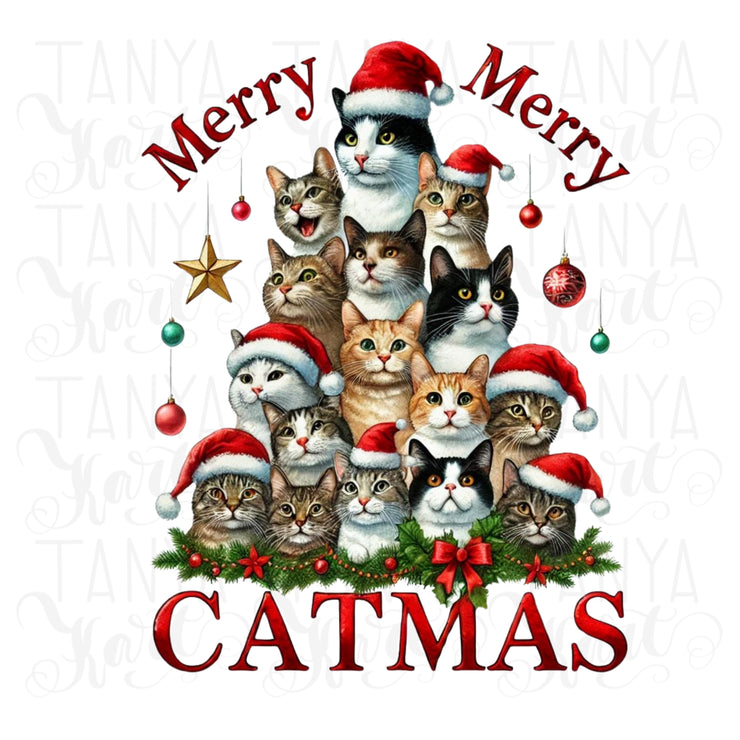 Catmas Sublimation Print, Transparent PNG Design for POD